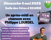 Après-Midi des aînés, ce dimanche 4 mai 2025 à 15h, animé par Philippe LOURDEL, à la salle des fêtes d'ÉCURIE.